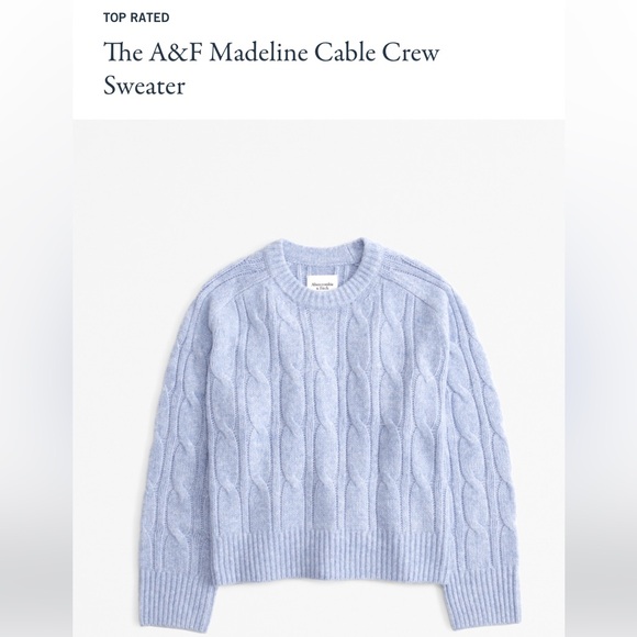 Madeline cable crew sweater light blue abercrombie and fitch - Picture 1 of 5